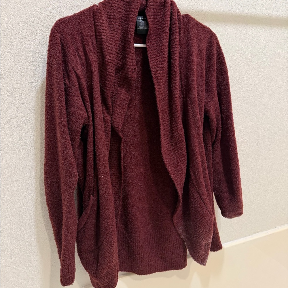 Elegant Maroon Open-Front Cardigan